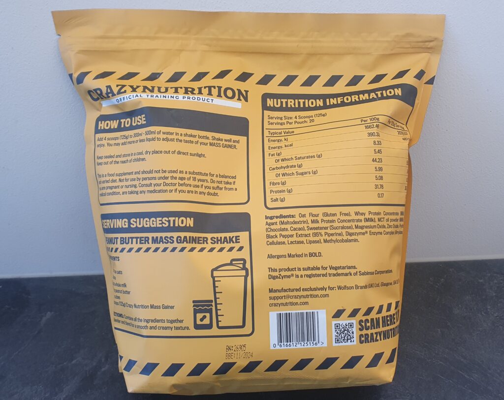 test et avis mass gainer crazy nutrition